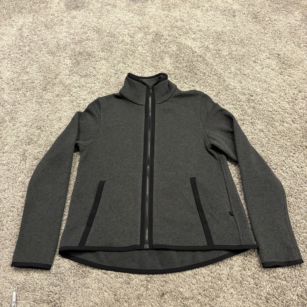 Lululemon Sweater Womens Size 6 Gray Black It's Fleecing Cold Full Zip Jacket